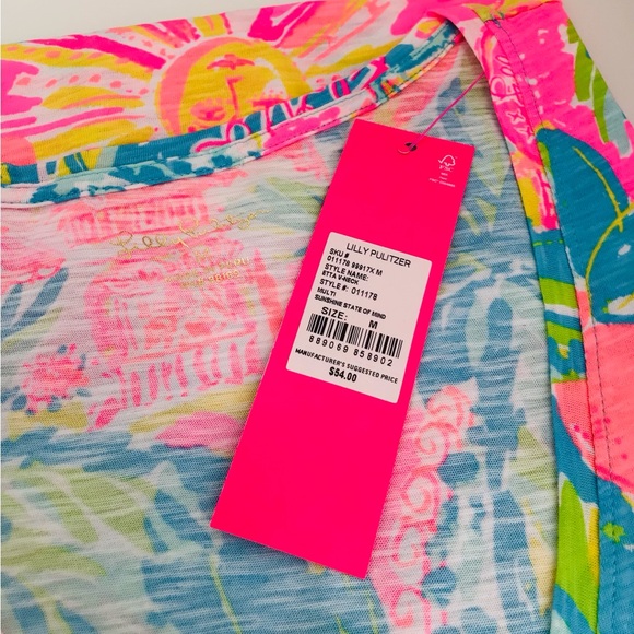 Lilly Pulitzer Etta V-Neck Top- Sunshine State Of Mind-NWT - Picture 7 of 9
